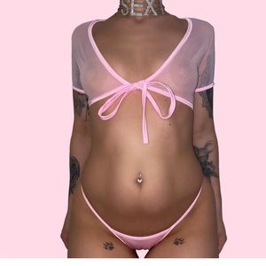 Pink see thru fit